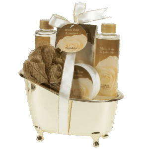 White Rose Jasmine Gold Tub Spa Bath Gift Set